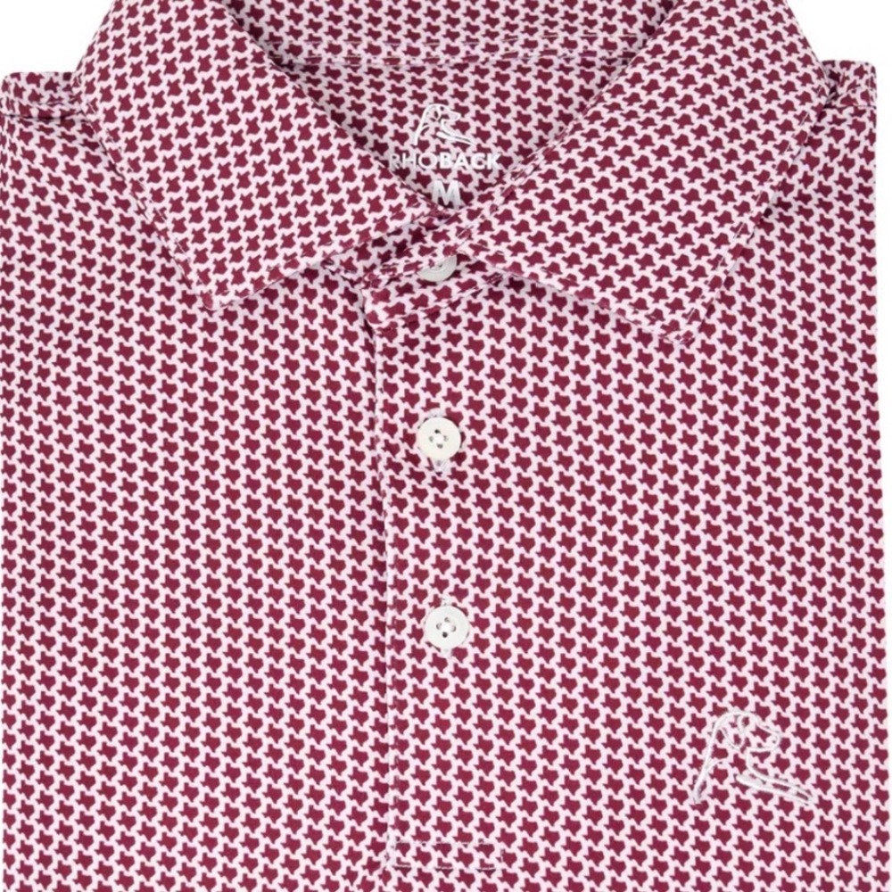 Rhoback Mens Dont Mess Performance Polo Maroon Texas Print Golf Shirt Size M